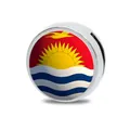 8mm silver zinc alloy slide charm with Kiribati flag pattern for DIY wristbands - Australia & Oceania Flags Series 3 / 8mm