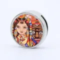Traditional Chinese style slide charm bead with colorful illustration for DIY bracelets - Ethnic Totem Style (B-013)