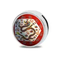 Charm a scorrimento da 8 mm in lega di zinco con motivo a dragone cinese per fai da te - Palla Bandiera Otto Bandiere 2 / 8mm