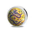 Ciondolo a scorrimento 8mm in lega di zinco con motivo drago cinese blu su giallo - Palla Bandiera Otto Bandiere 4 / 8mm