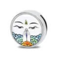 Chinese Zen style round bead charm with Buddha illustration for DIY personalized bracelet - Namaste Zen Style (B-054)