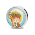 Round DIY charm bead featuring a cute cartoon Tang Monk sticker for personalized bracelets - Cartoon Monk Tang Style (B-058)