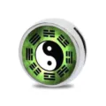 Green Taiji Bagua round charm bead accessory for DIY Chinese style jewelry - Tai Chi Bagua Style (D-037)