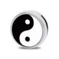 Silver round Tai Chi Yin Yang charm bead for DIY bracelet jewelry making - Yin Yang Tai Chi Style (D-040)