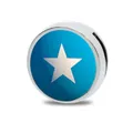 Charm scorrevole da 8mm in lega di zinco argento con bandiera blu e stella bianca - Palla Bandiera Paesi Africani 15 (Somalia) / 8mm
