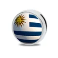 Perla rotonda da 8mm in lega di zinco con bandiera Uruguay per bracciali in pelle fai-da-te - Serie 2 Bandiere Americane / 8mm
