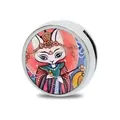 Traditional Chinese style nine-tailed fox fairy charm bead with polished silver metal rim - Gorgeous Fox Fairy Style (A-049)