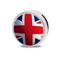 Passante rotondo 8mm in lega di zinco con bandiera UK per bracciali DIY - Serie 1 Bandiere Europee / 8mm