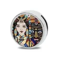 Round Chinese style DIY charm bead featuring colorful folk art illustration detail - Colorful Illustration Style (B-036)