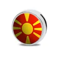 Ciondolo tondo 8mm in lega di zinco con bandiera della Macedonia del Nord per bracciali DIY - Serie 4 Bandiere Europee / 8mm