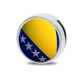 Charm a scorrimento in lega di zinco 8mm con bandiera della Bosnia per cinturini DIY - Serie 6 Bandiere dell'Europa / 8mm