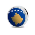 Ciondolo scorrevole da 8mm in lega di zinco bandiera Kosovo per braccialetti fai da te. - Serie 8 Bandiere dell'Europa / 8mm