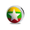 Ciondolo scorrevole rotondo da 8mm in lega di zinco con bandiera del Myanmar per fai da te - Palla Bandiera Myanmar (Bandiere Asia Parte 10) / 8mm