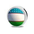 Ciondolo scorrevole 8mm bandiera Uzbekistan in lega di zinco argento per bracciali DIY - Palla Bandiera Uzbekistan (Bandiere Asia Parte 13) / 8mm