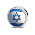 Ciondolo rotondo in lega di zinco da 8mm con bandiera di Israele per accessori fai da te - Stile Bandiera Israele (Serie Asia 15) / 8mm