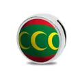 Charm a scorrimento da 8mm in lega di zinco con motivo bandiera a tre lune crescenti - Stile Motivo Bandiera Storica (Asia Storia 4) / 8mm