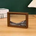 Cuadro de arena movediza 3D con marco de madera en escritorio, decoración de hogar - Cuadro Arena Marco Madera / 17.5X12.5X4CM / Negro Estrellado