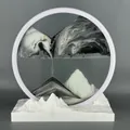 Cuadro de arte de arena movediza 3D con marco blanco y base de montaña creativa - 12 Pulgadas / Negro