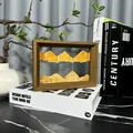 Close-up of a 3D creative moving sand art frame with a natural wooden texture finish - 7 Inch (17.5x12.5x4cm) / Yellow