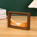 Cuadro decorativo de arte de arena movediza 3D con marco de madera oscura para escritorio - Cuadro Arena Marco Madera / 17.5X12.5X4CM / Amarillo desierto