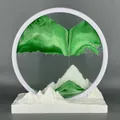 Decoración de arte de arena movediza 3D con arena verde y base de montaña blanca para mesa. - 12 Pulgadas / Verde
