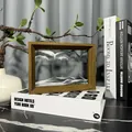 Sophisticated 3D moving sand art with premium wood frame for office and home desk decor. - 7 Inch (17.5x12.5x4cm) / Black