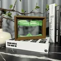 3D moving sand art in wooden frame with green landscape for home office desk decor - 7 Inch (17.5x12.5x4cm) / Green