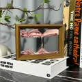 3D moving sand art painting with wooden frame in pinkish hues - 7 Inch (17.5x12.5x4cm) / Brown