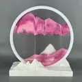 3D bewegtes Sandkunst-Ornament mit rosa Sand und Bergsockel - 12 Zoll / Rosa