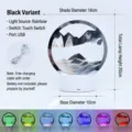 3D Moving sand art night light lamp with 7-color LED lights and touch sensor control - Touch 7-Color Dimming / Black