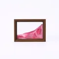 Elegante arte de arena móvil 3D pintura fluida paisaje rosa en marco de madera oscura - 7 Pulgadas (17.5x12.5x4cm) / Rosa