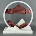 3D fließende Sandkunst Tischdeko mit weißem Bergsockel und rotbraunem Sand - 12 Zoll / Braun