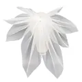 Elegant white pleated mesh bridal veil bow hair clip for wedding or party photography. - 38 cm / White