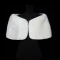 Elegant oversized white faux fur shawl with decorative pearl button for winter weddings - 110cm / White