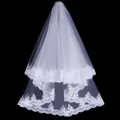 Eleganter weißer zweilagiger Brautschleier mit feiner Wimpernspitze für Hochzeiten. - Einlagig ohne Kamm-Stil (T162) / Weiß