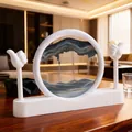Cuadro de arena movediza 3D circular con base de pulgar hacia arriba para decoración - Estilo de Gesto de Pulgar Negro / Negro
