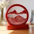 Elegante arte de arena movediza 3D con marco rojo para decoración de casa u oficina - Estilo Redondo Estándar / Rojo