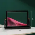 Cuadro de arena móvil de 8 pulgadas con marco giratorio negro y paisaje rosa 25x18cm - Estilo de Soporte Giratorio Cuadrado de 8 Pulgadas [Rosa]