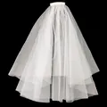 Sencillo velo de novia corto de dos capas en elegante tejido de gasa blanca pura - 80cm / Blanco