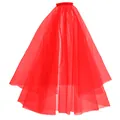 Sencillo velo de novia corto de doble capa en rojo vibrante para accesorios de fotos - 50cm / Rojo