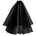 Elegante velo de novia de tul negro de doble capa para fotografía y estilo gótico - 80cm / Negro
