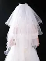 Elegant white short bridal veil with multi-layered tulle and delicate pearl details - White 4-Layer Edge with Pearls
