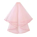 Eleganter mehrlagiger rosa Brautschleier mit seidenumrandeten Kanten für Hochzeiten - 80cm / Rosa