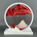 Kreatives 3D-Treibsandbild mit roter Berglandschaft für moderne Schreibtischdekoration - 12 Zoll / Rot
