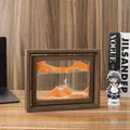 Cuadro de arena movediza con marco de madera y adorno de paisaje de arena naranja - 10" / Marrón