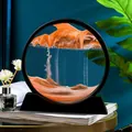 Adorno artístico de arena movediza en 3D con marco negro circular y paisaje naranja - Marco Negro / 7" / Azul