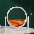 Arte de arena movediza 3D en marco circular blanco con arena naranja, tamaño 25x25 cm - Estilo de Marco Blanco con Soporte / 8 Pulgadas / Amarillo
