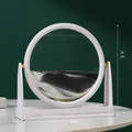 Cuadro de arte de arena movediza 3D en marco circular blanco, decoración de 25 cm - Estilo de Marco Blanco con Soporte / 8 Pulgadas / Negro