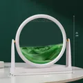 Arte de arena movediza 3D verde redondo decoración de vidrio con medidas de tamaño - Estilo de Marco Blanco con Soporte / 8 Pulgadas / Verde
