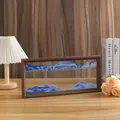 Cuadro de arte de arena movediza con arena azul en marco de madera rectangular de mesa - 12 Pulgadas (37x17x4cm) / Azul